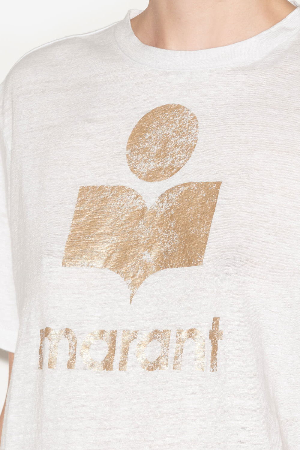 T-shirt zewel aus leinen mit logo - White-light gold - Woman - 3