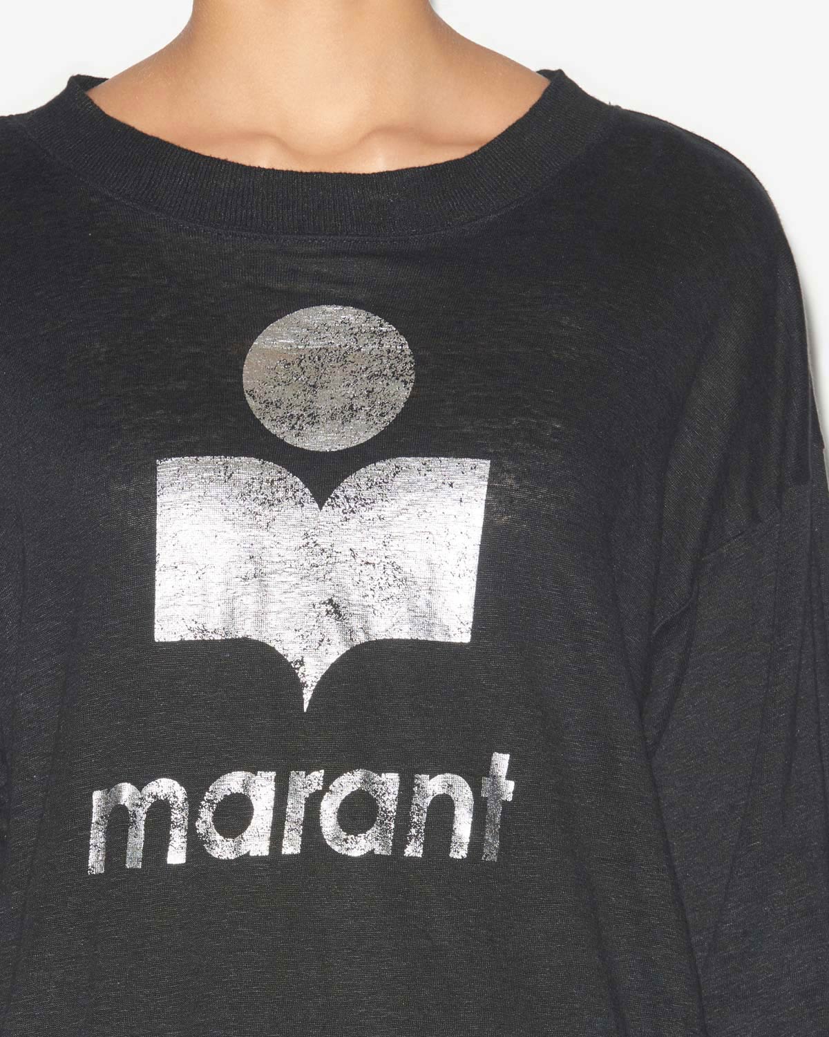 Klowia long-sleeve t-shirt in plain-colored linen - Black - Woman - 2