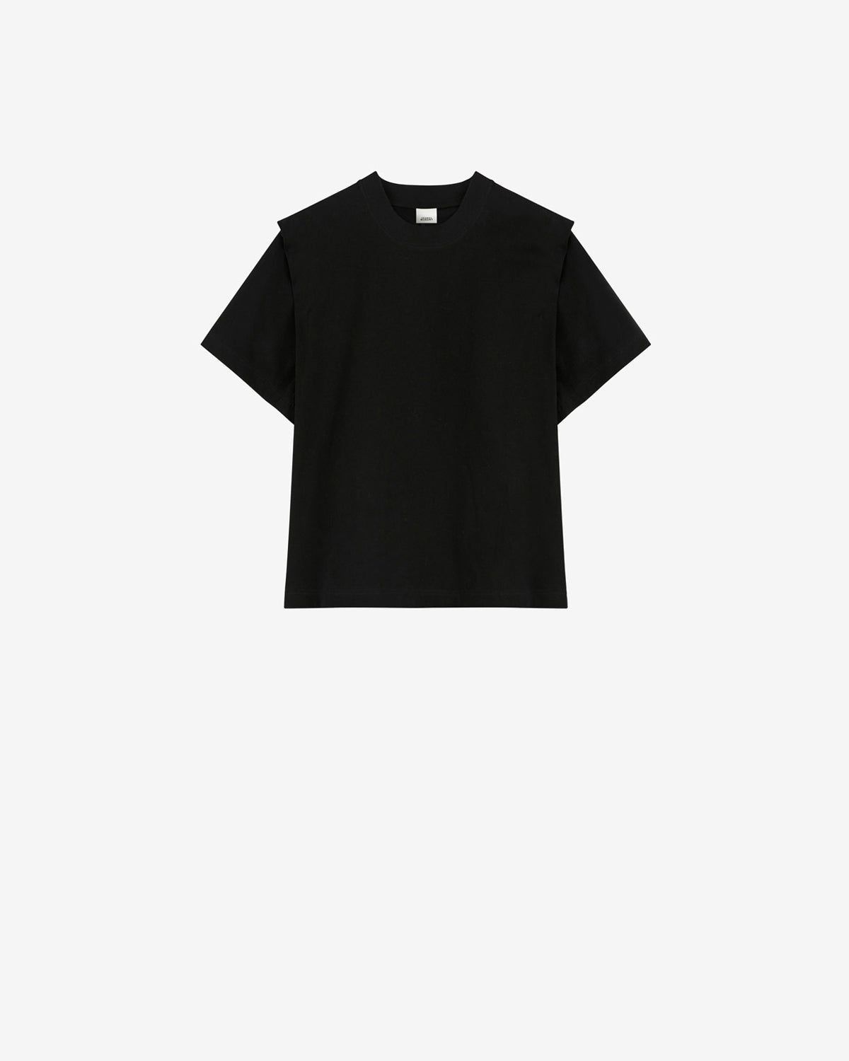 Zelitos plain-colored cotton t-shirt with shoulder pads - Black - Woman - 5