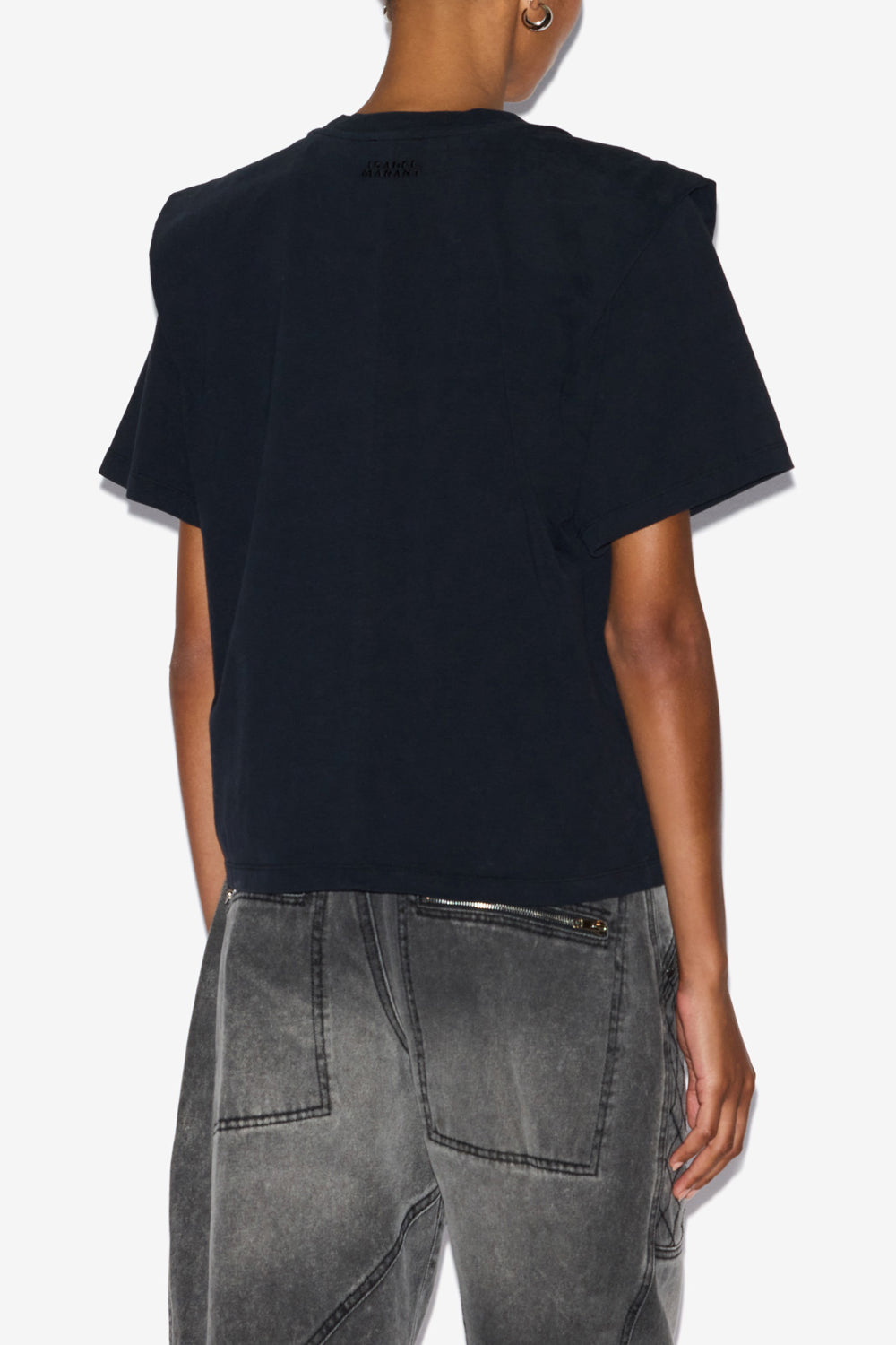 T-shirt zelitos con spalline in cotone a tinta unita - Nero - Woman - 5