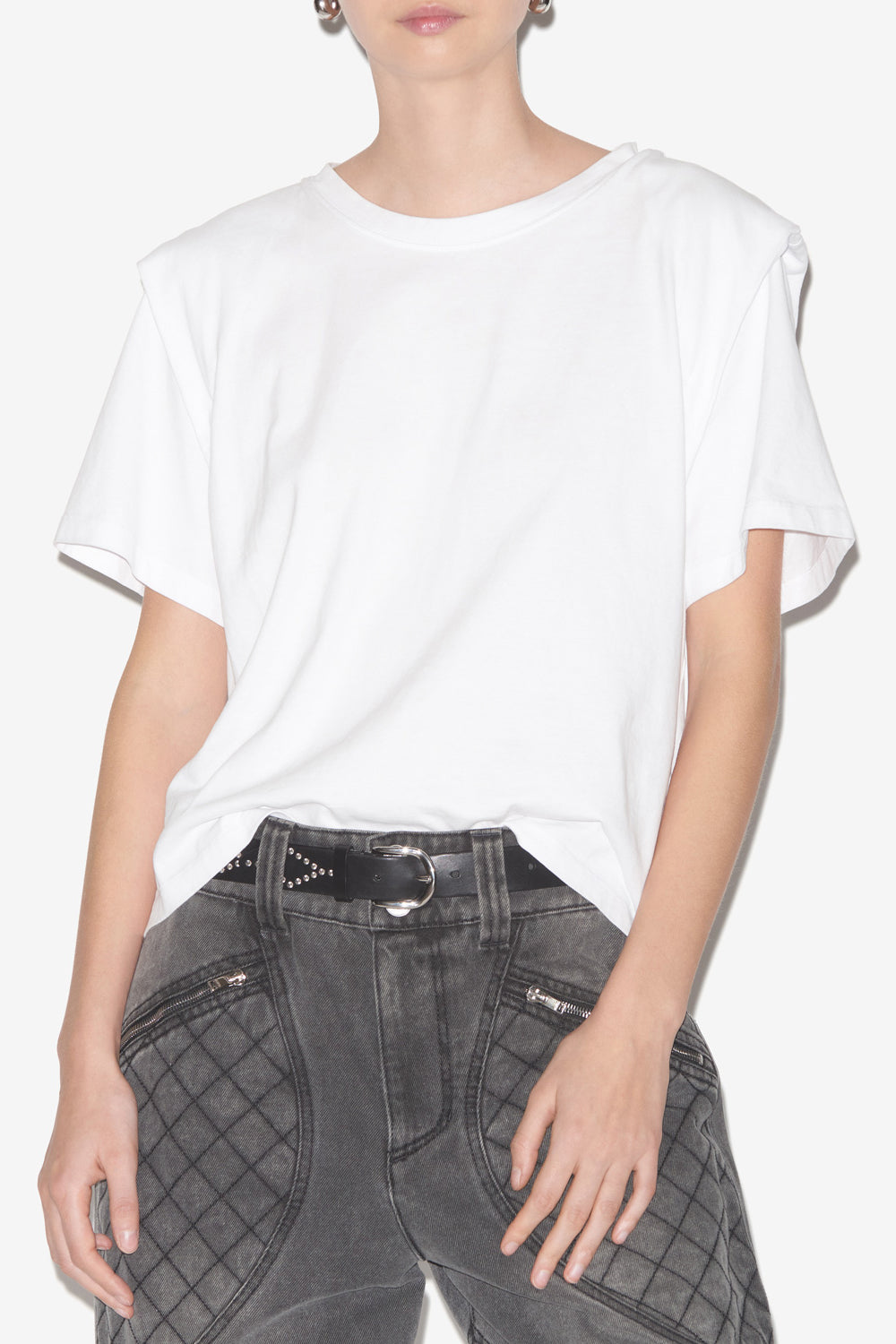 Zelitos short-sleeve t-shirt in plain-colored cotton - Blanco - Woman - 4
