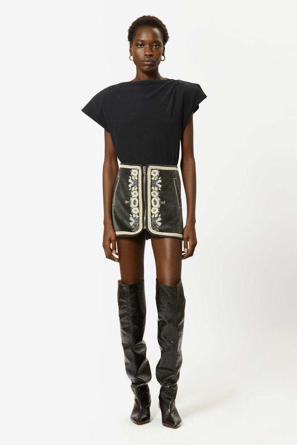 Camiseta asimétrica de manga corta sebani - Negro - Woman - 4