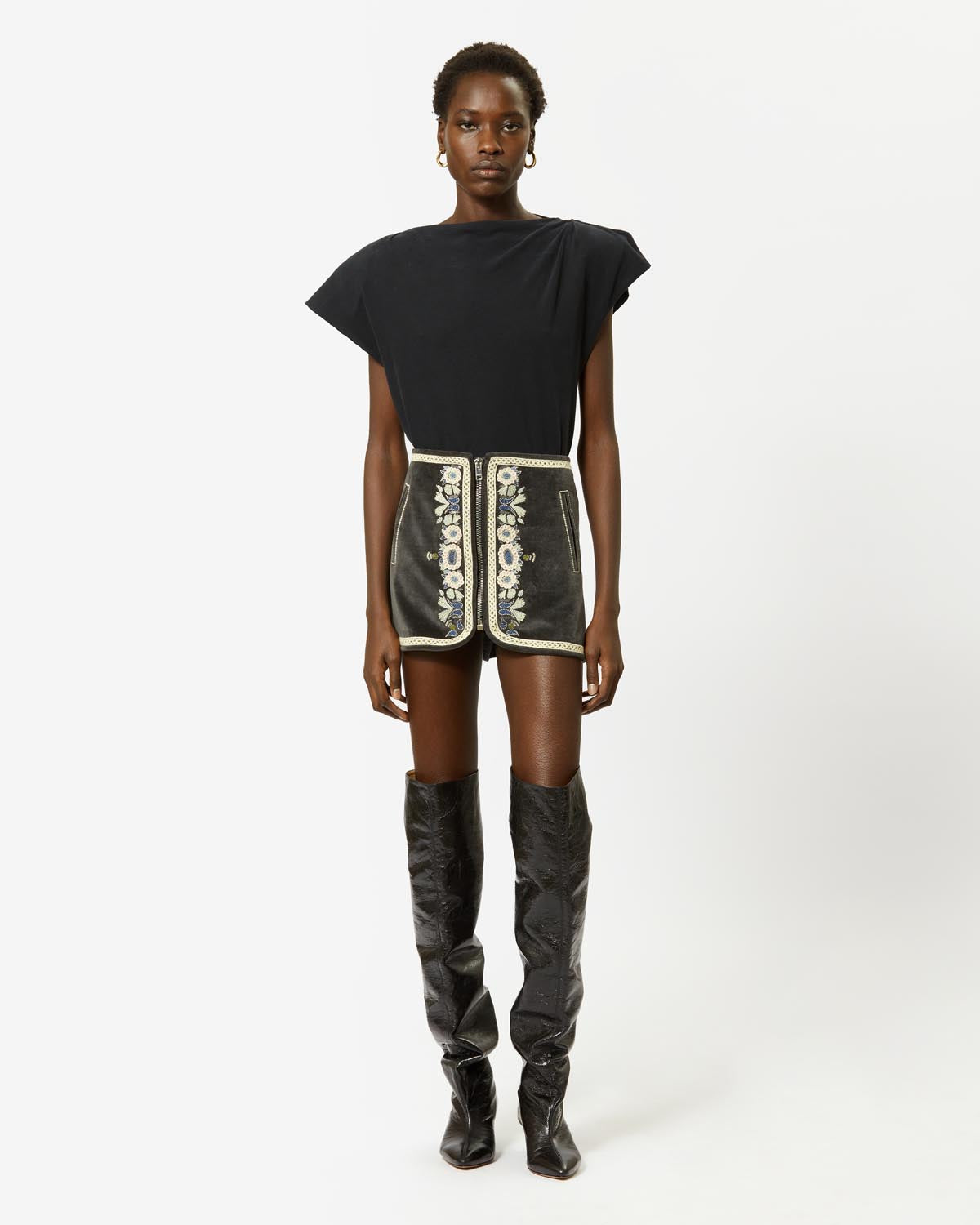 Asymmetrisches t-shirt mit kurzen ärmeln sebani - Schwarz - Woman - 2