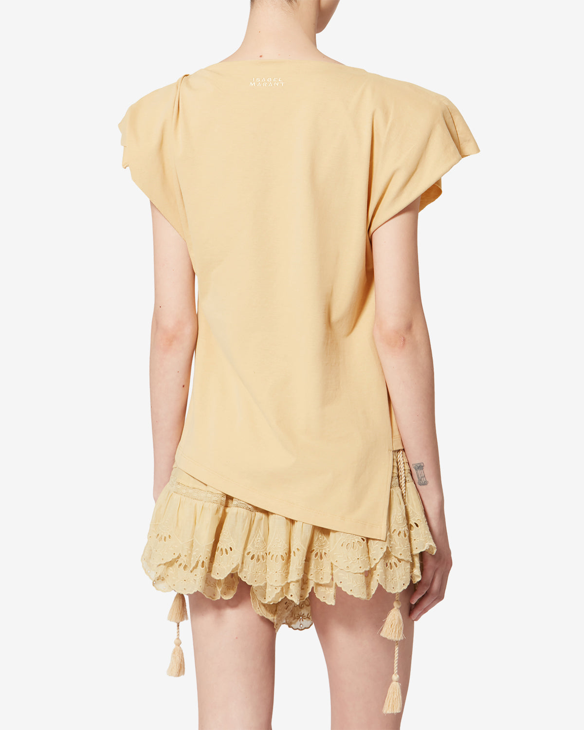 Camiseta asimétrica de algodón sebani - Dusky yellow - Woman - 4