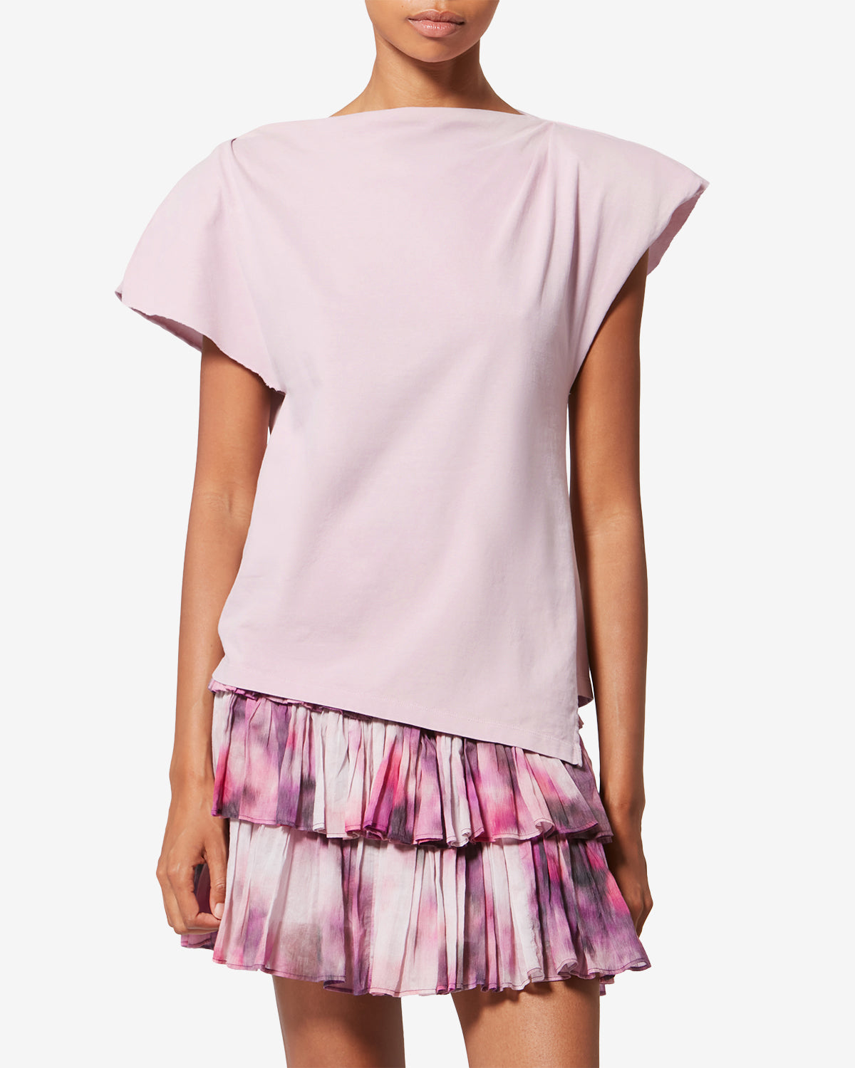 T-shirt asymétrique en coton sebani - Rose pâle - Woman - 3