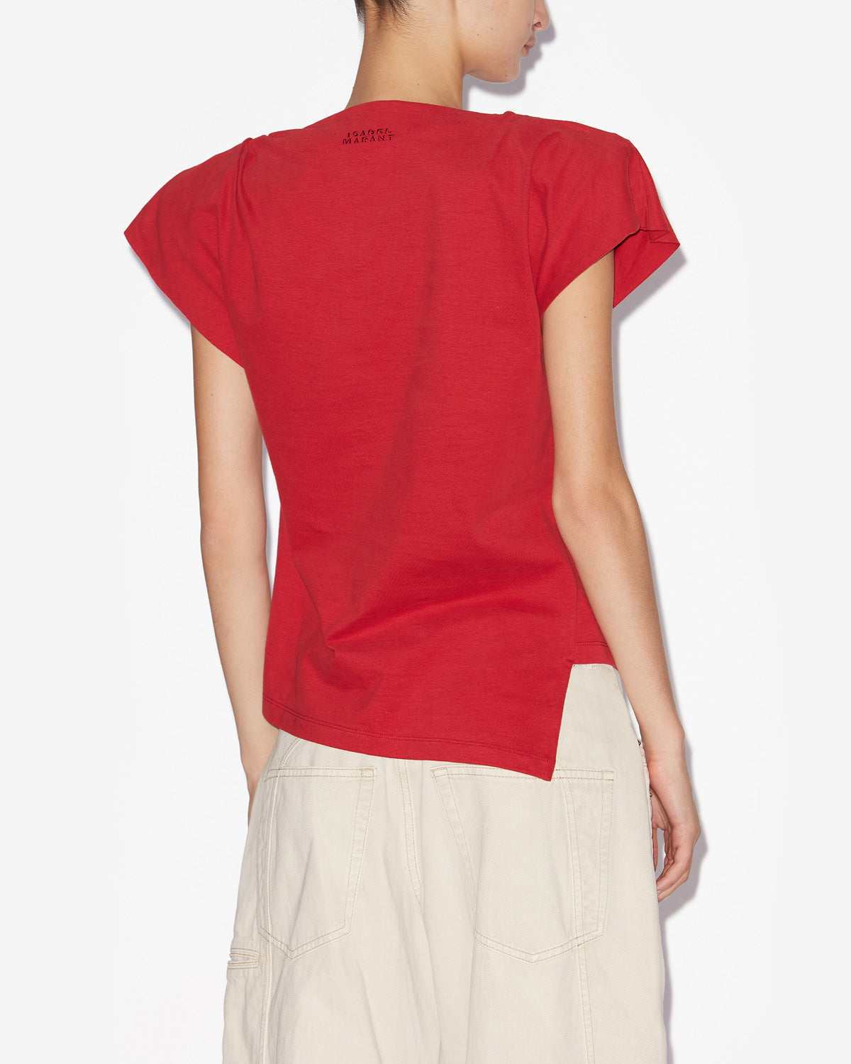 T-shirt asymétrique sebani en coton uni - Rouge - Woman - 4