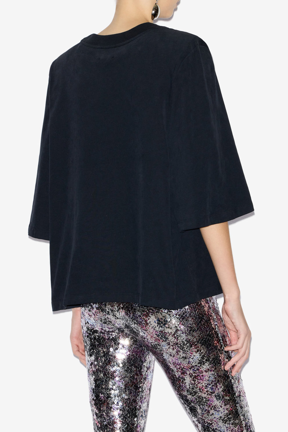 Camiseta con hombreras de algodón ben - Negro - Woman - 10