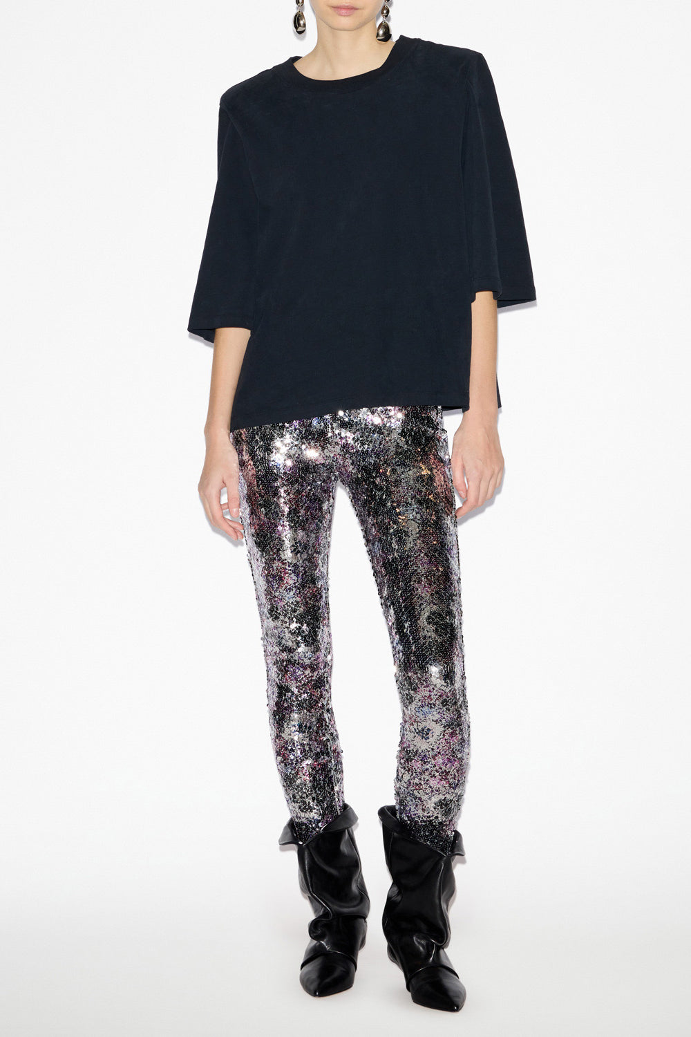 Camiseta con hombreras de algodón ben - Negro - Woman - 4