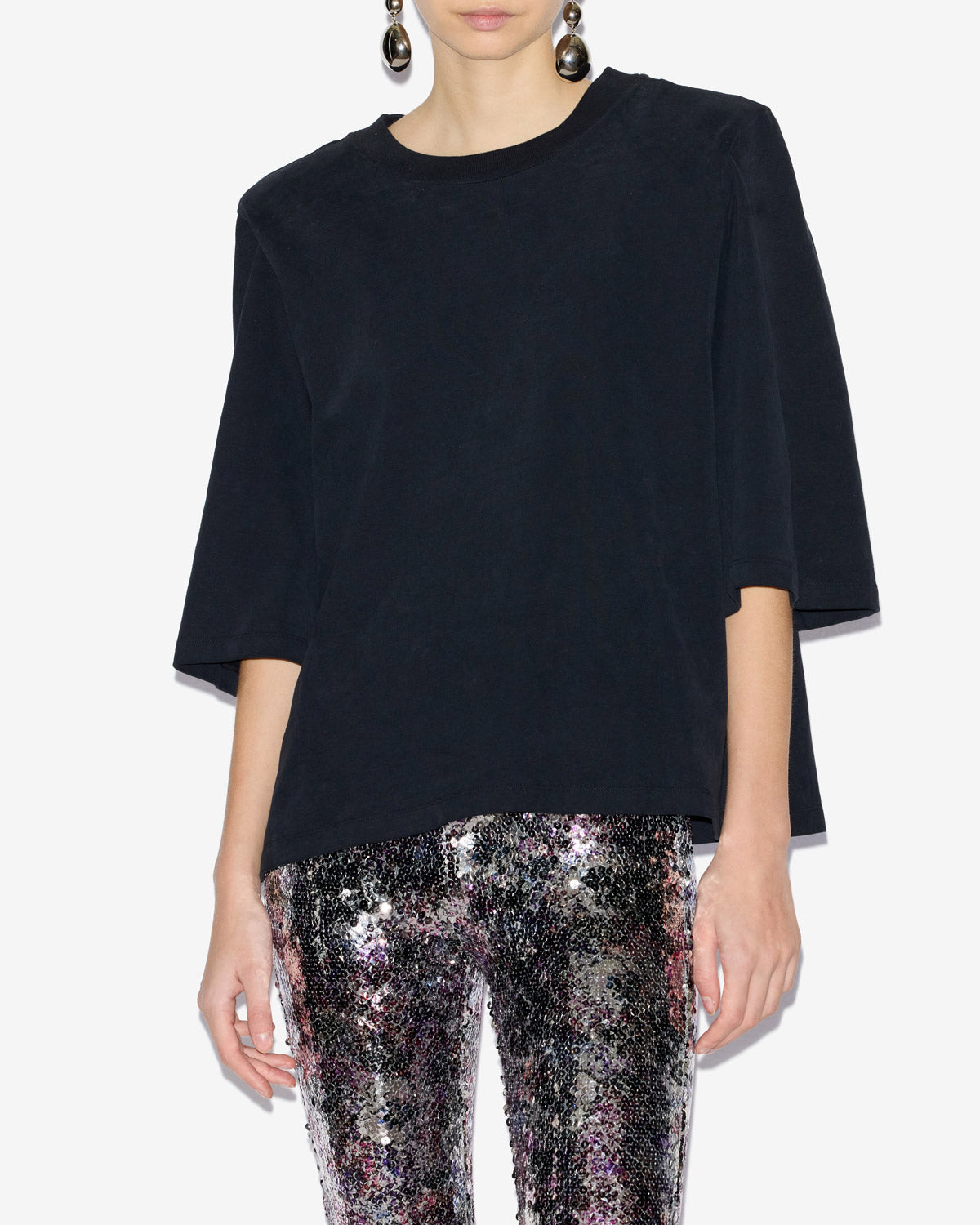 T-shirt ben in cotone con spalline - Nero - Woman - 6