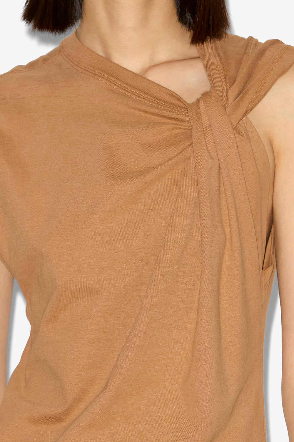 Camiseta asimétrica nayda de algodón - Caramel - Woman - 3