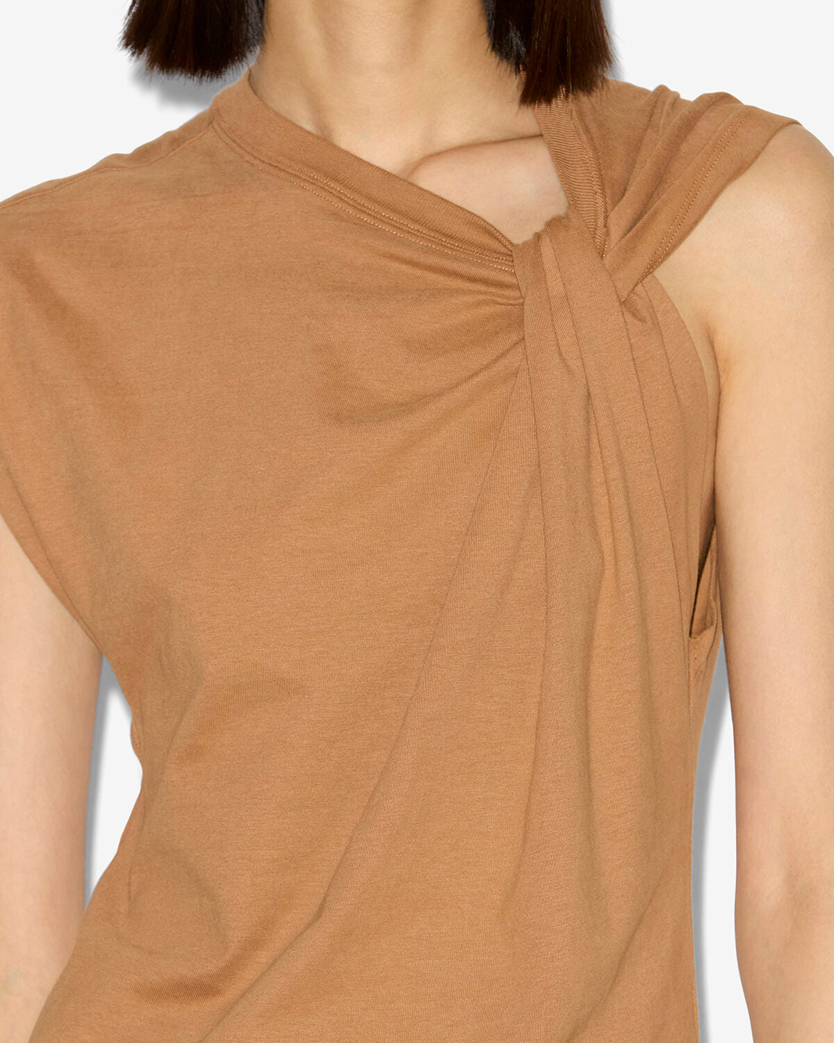 T-shirt asymétrique nayda en coton  - Caramel - Woman - 2