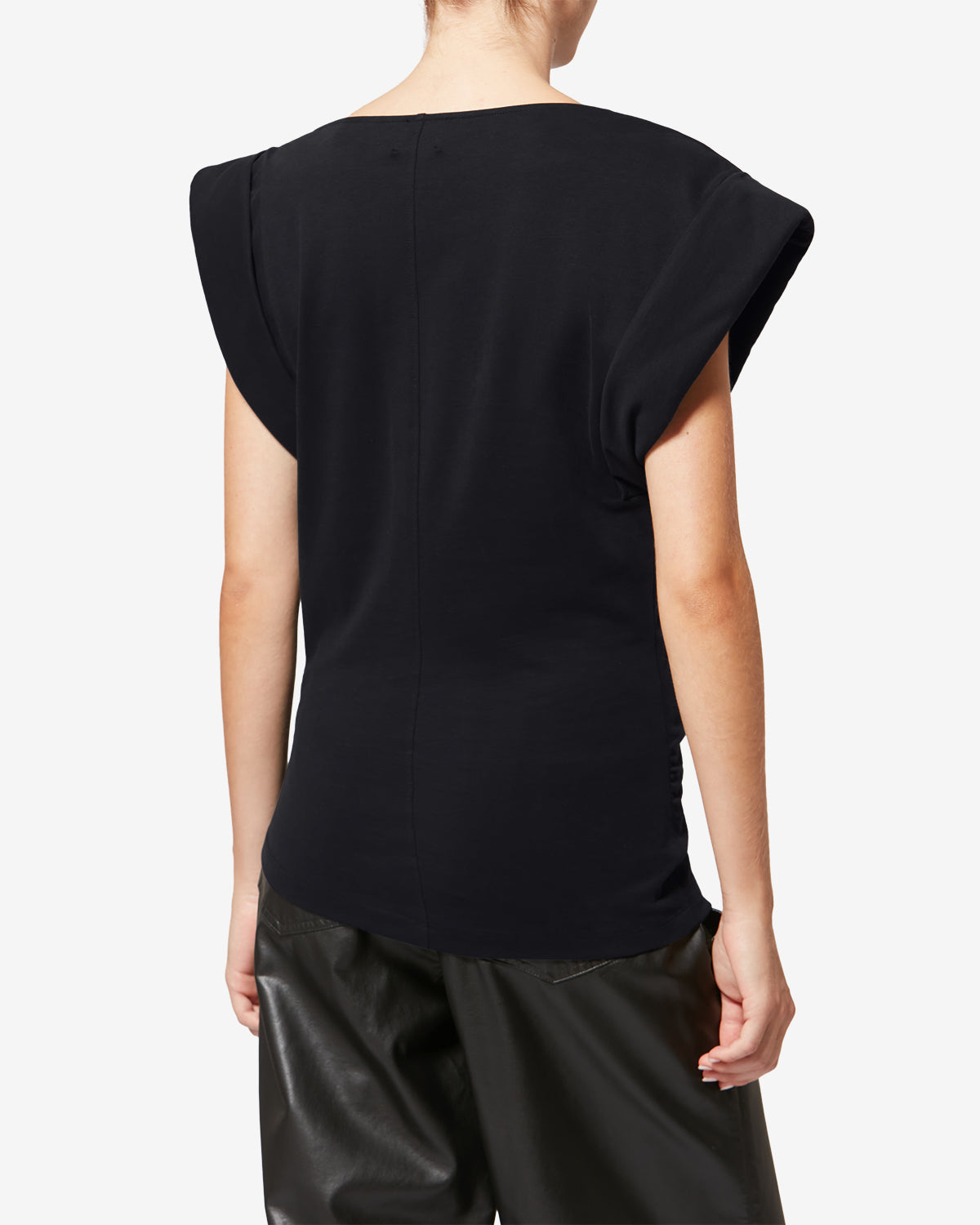 Maisan draped short-sleeve t-shirt - Black - Woman - 4