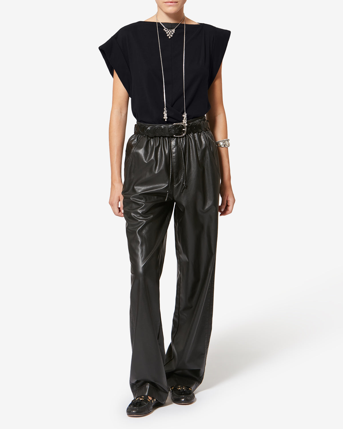 Maisan draped short-sleeve t-shirt - Black - Woman - 1