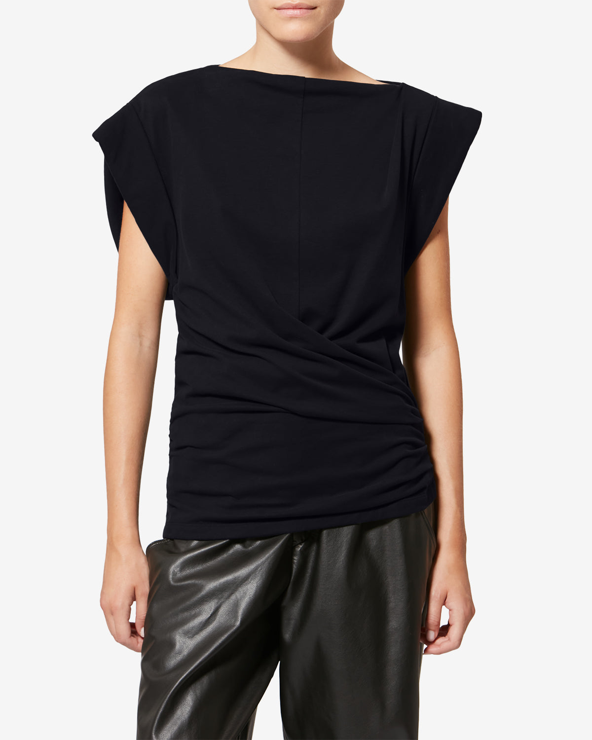 Maisan draped short-sleeve t-shirt - Black - Woman - 3