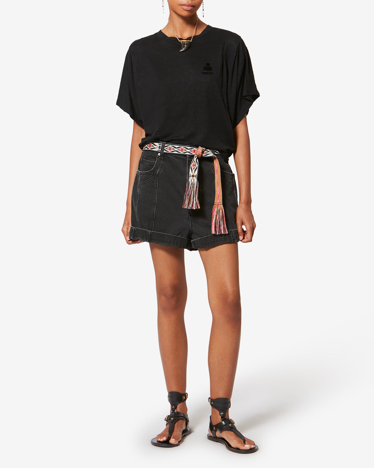 Camiseta con logotipo kyanzae de lino - Negro - Woman - 1