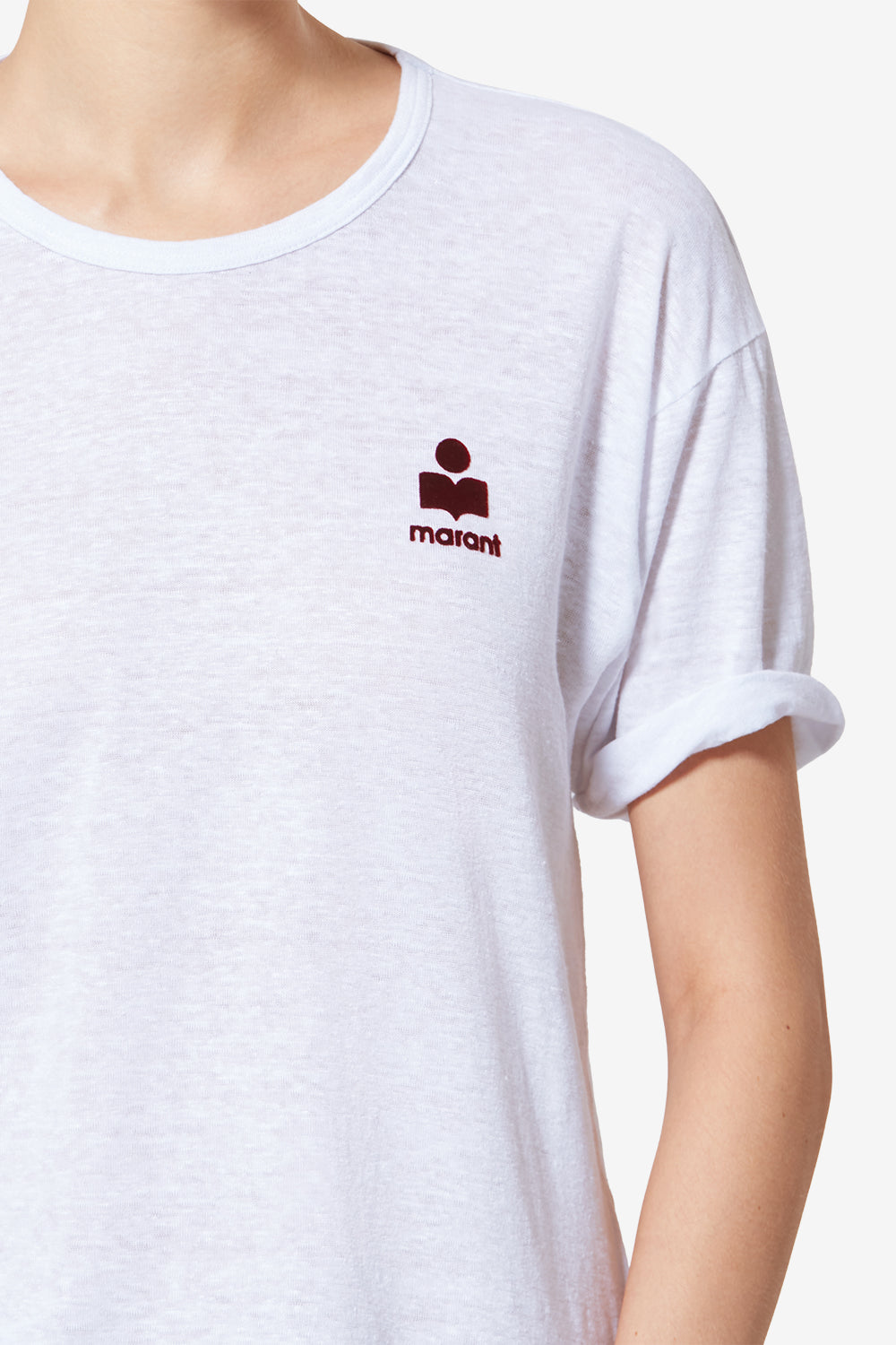 Camiseta con logotipo koldia de lino - White-burgundy - Woman - 3