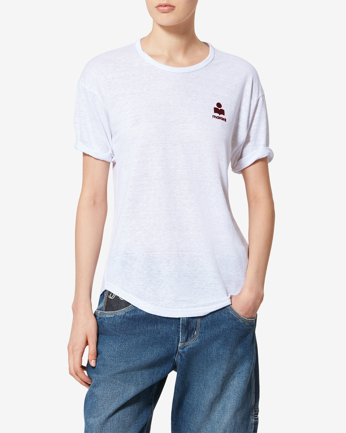 KOLDIA T-SHIRT Woman white-burgundy | ISABEL MARANT Official