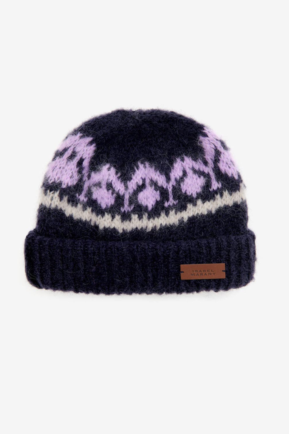 Mütze darana aus gemustertem mohair - Midnight - Woman - 1