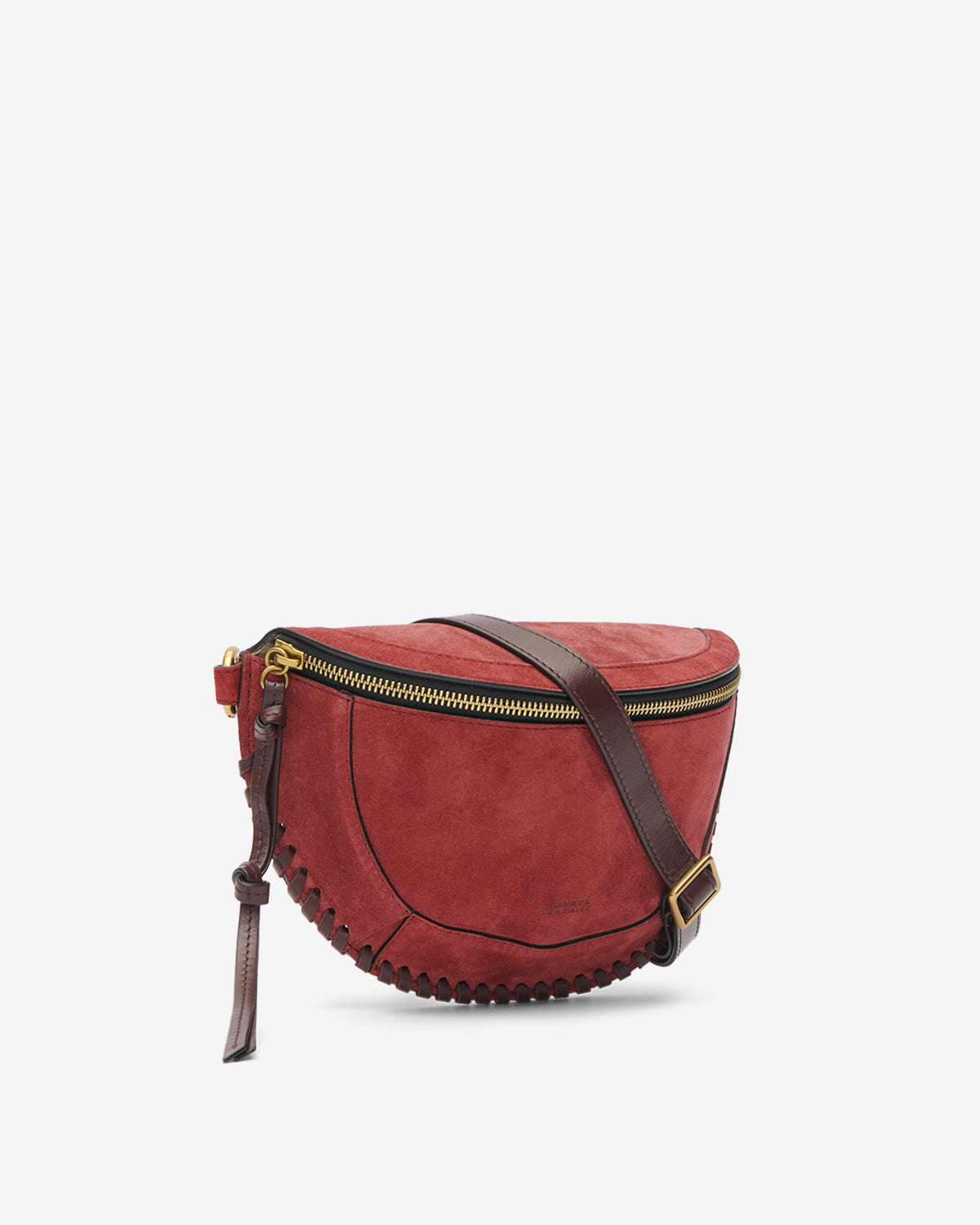 Skano belt bag in braided suede calfskin leather - Berry - Woman - 4