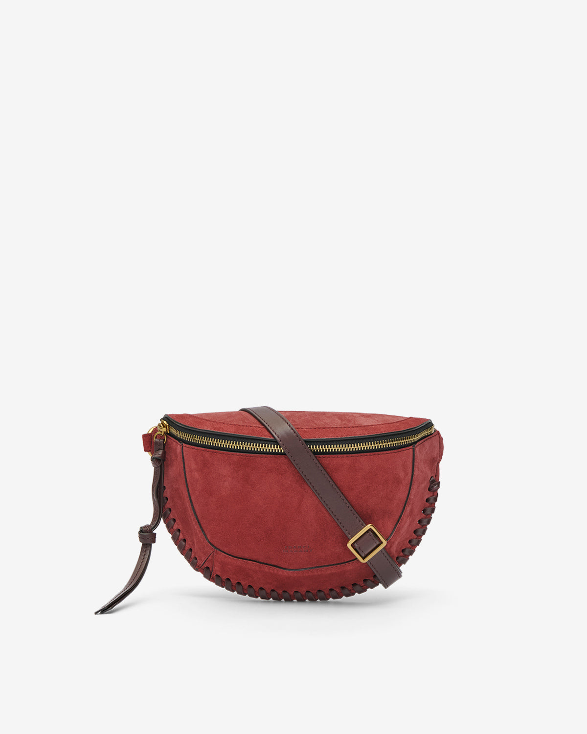 Skano belt bag in braided suede calfskin leather - Berry - Woman - 1