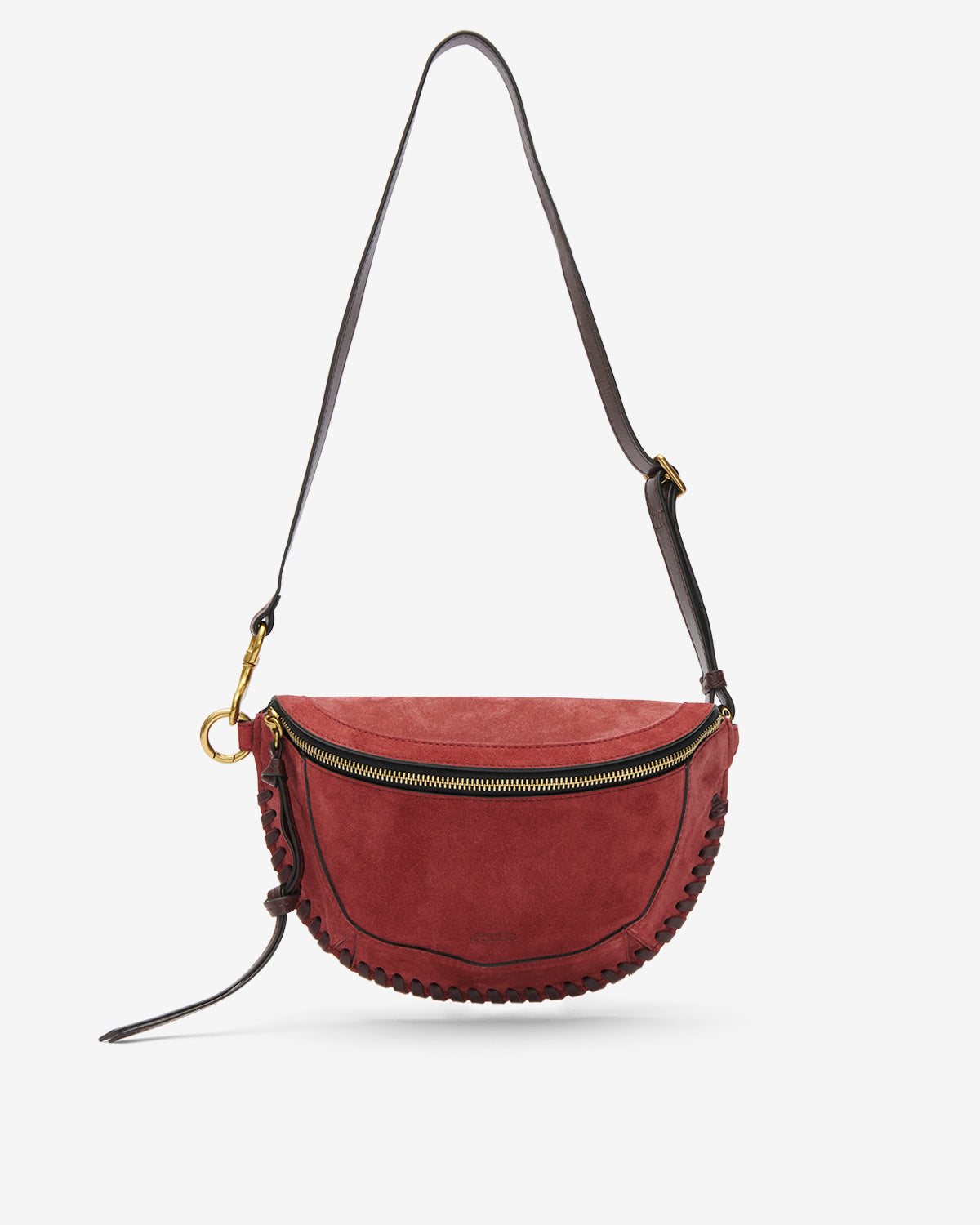 Skano belt bag in braided suede calfskin leather - Berry - Woman - 5