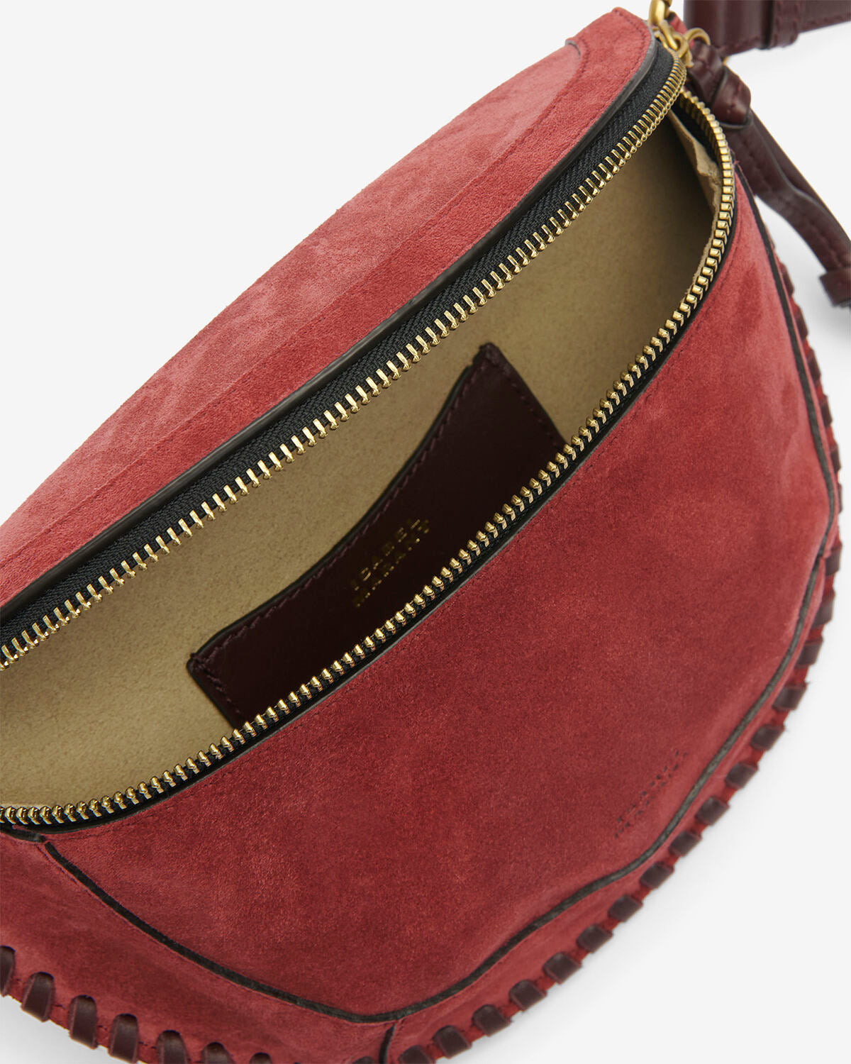 Skano belt bag in braided suede calfskin leather - Berry - Woman - 3