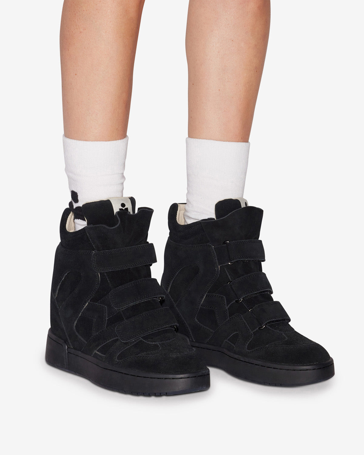 Sneakers alte con zeppa in pelle - Nero - Woman - 5