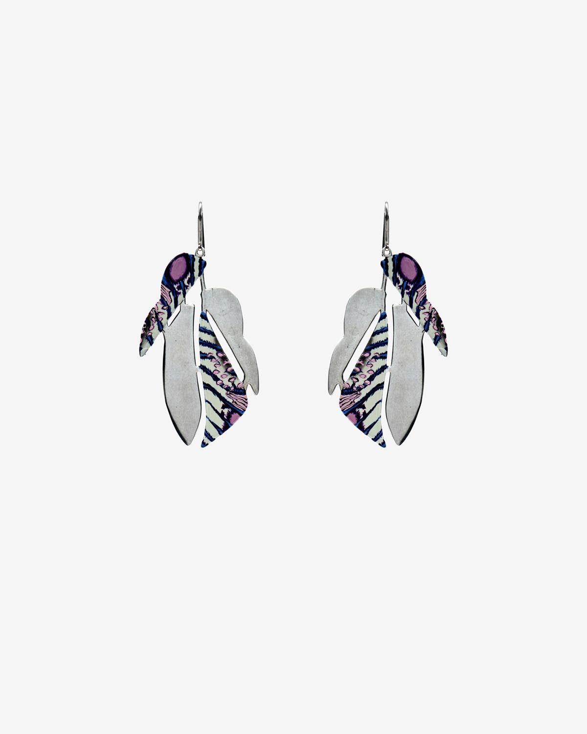 Ichika color enameled pendant earrings - Pink-silver - Woman - 1