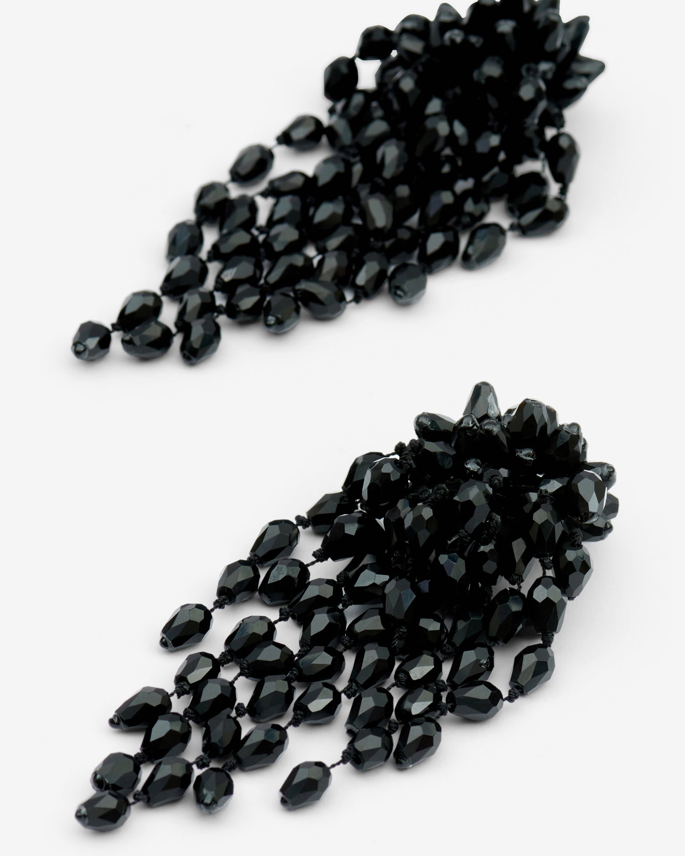 Hanabi beaded pendant earrings - Black and silver - Woman - 2