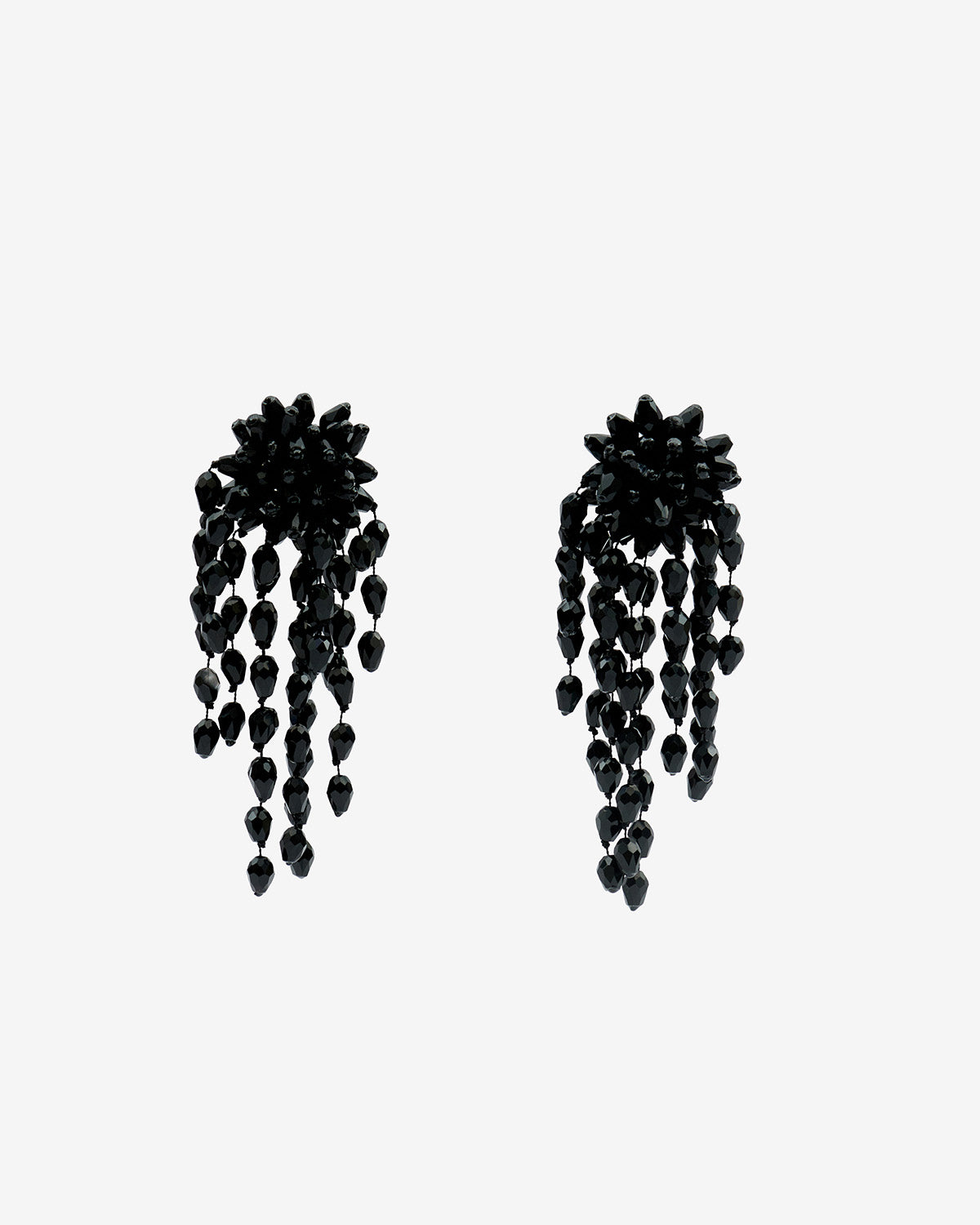 Hanabi beaded pendant earrings - Black and silver - Woman - 1
