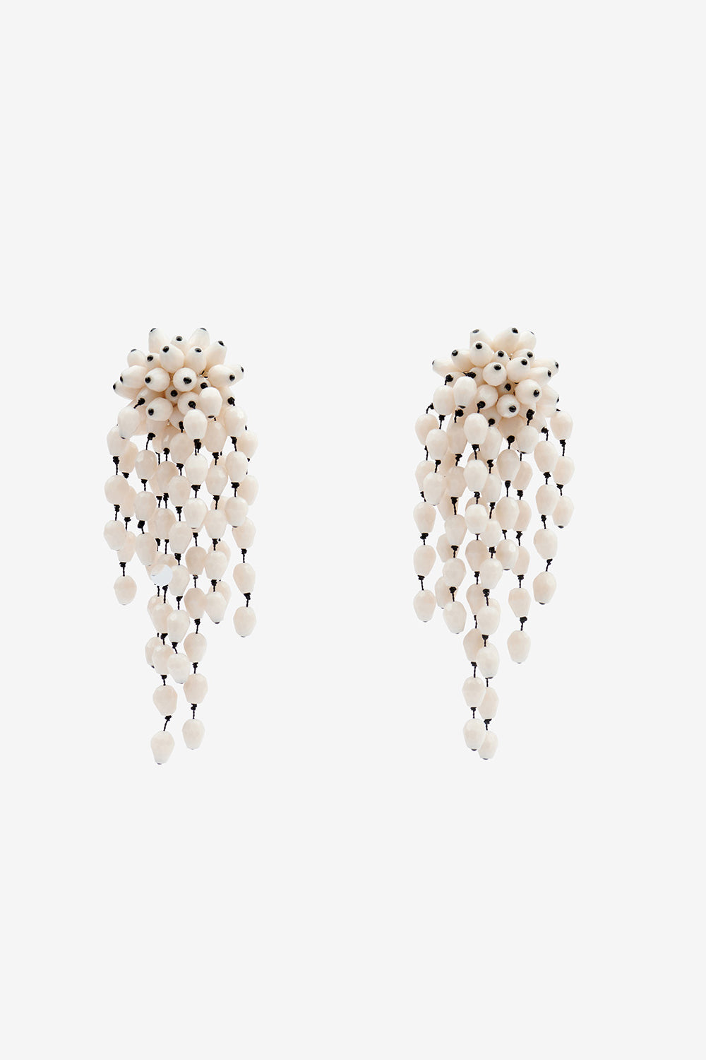 Pendientes colgantes con cuentas hanabi - Ecru-silver - Woman - 1