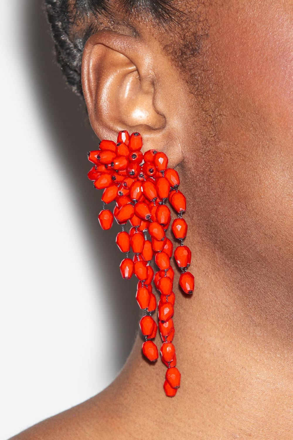 Pendientes colgantes con cuentas hanabi - Red-silver - Woman - 2