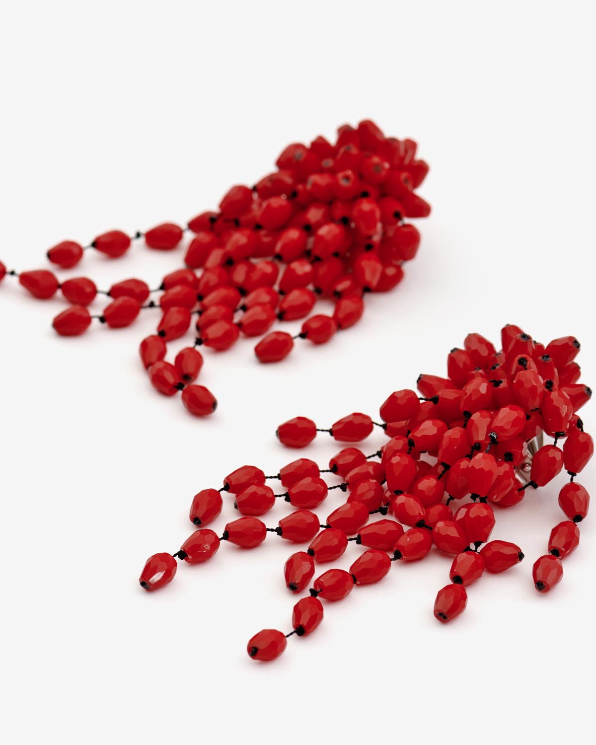 Boucles d'oreilles pendantes en perles hanabi - Rouge-argenté - Woman - 3