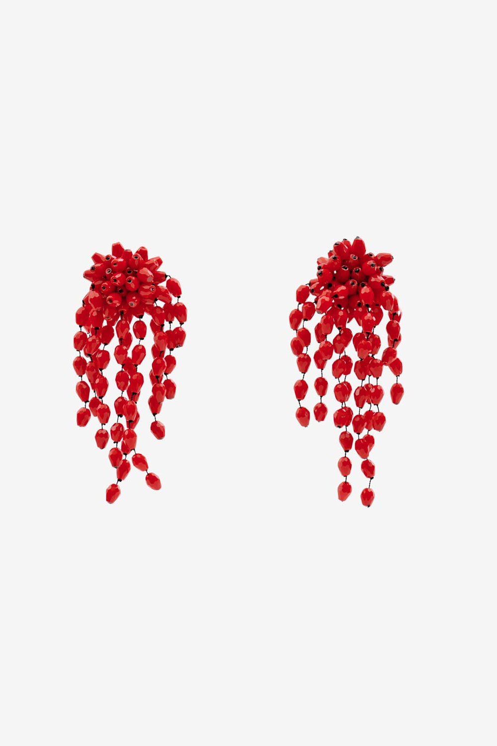 Pendientes colgantes con cuentas hanabi - Red-silver - Woman - 1
