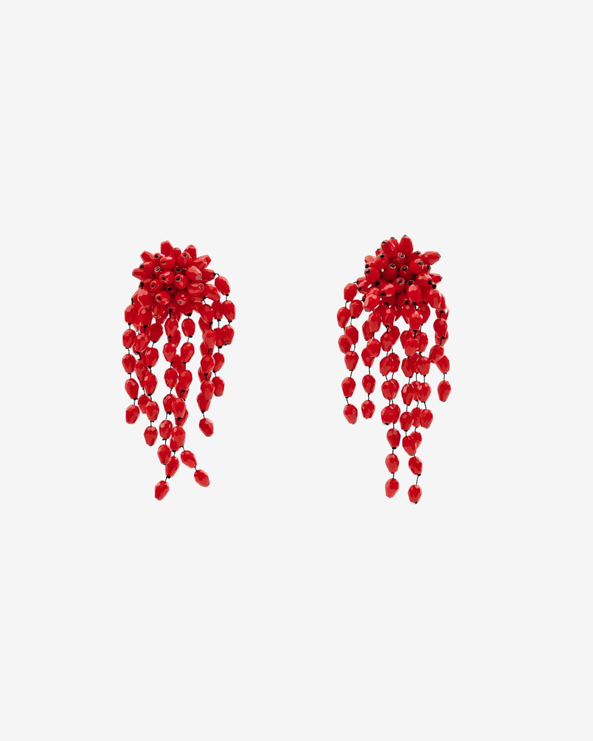 Boucles d'oreilles pendantes en perles hanabi - Rouge-argenté - Woman - 1