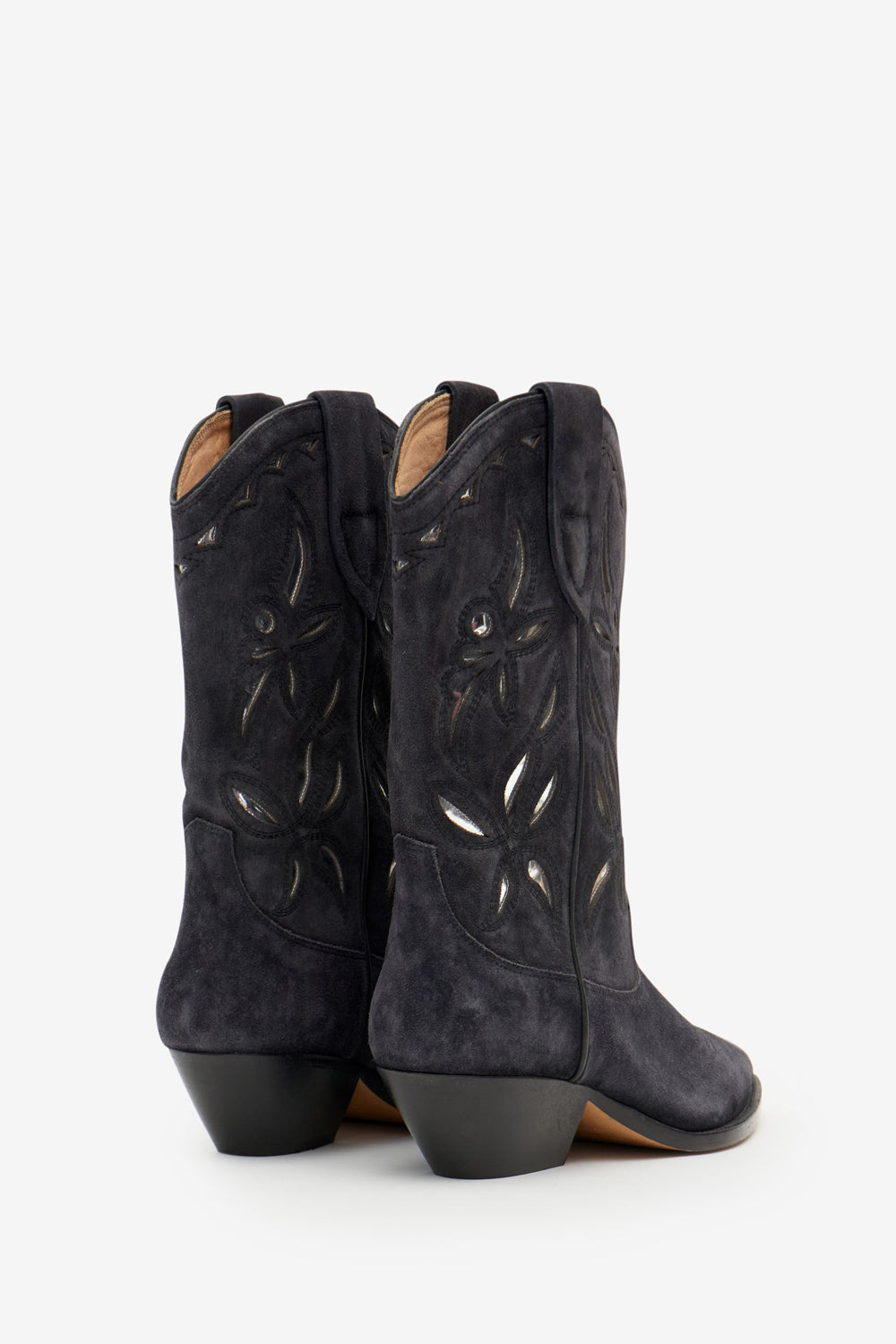 Boots duerto santiag en cuir métallisé  - Noir estompé-argenté - Woman - 2