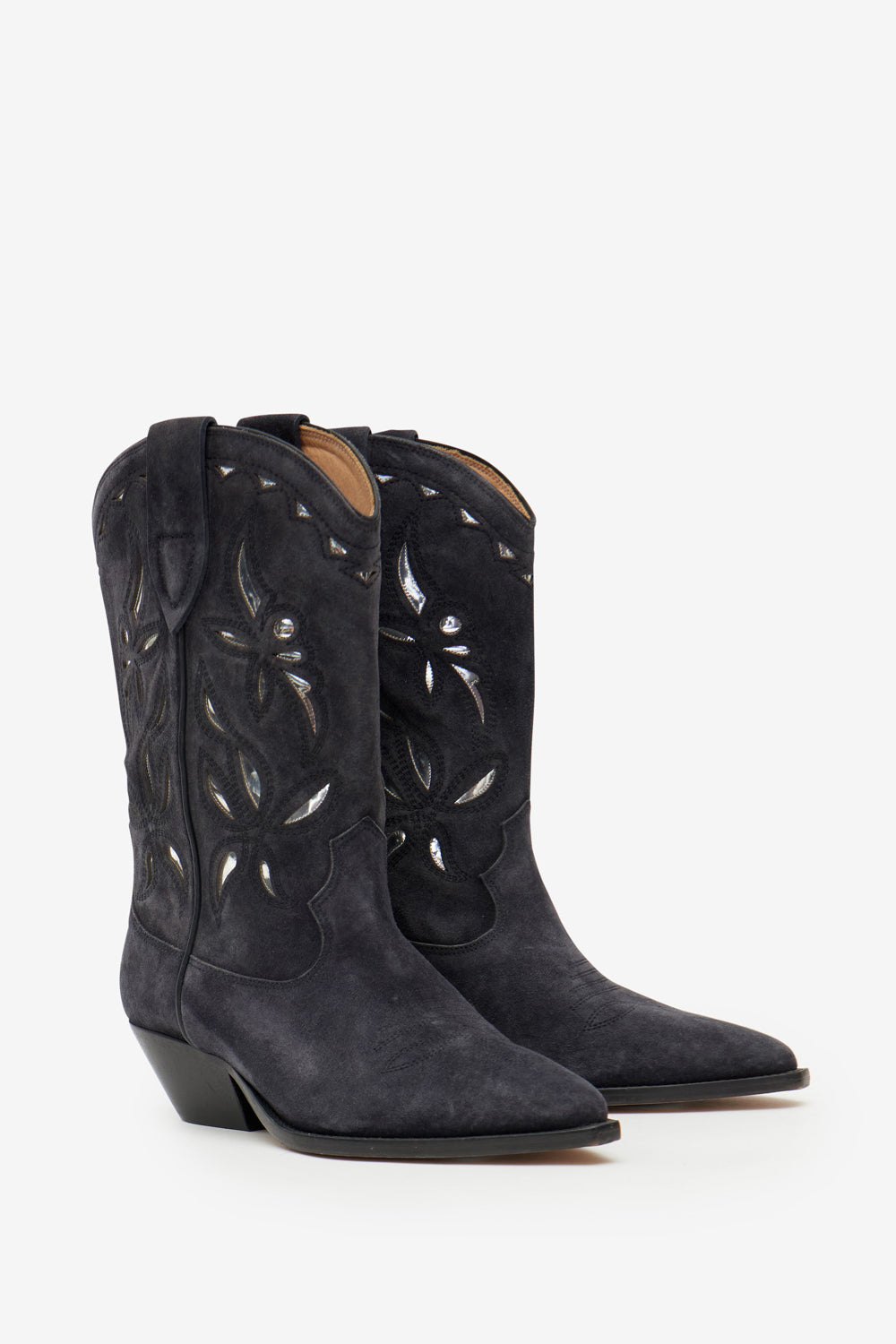 Boots duerto santiag en cuir métallisé  - Noir estompé-argenté - Woman - 3