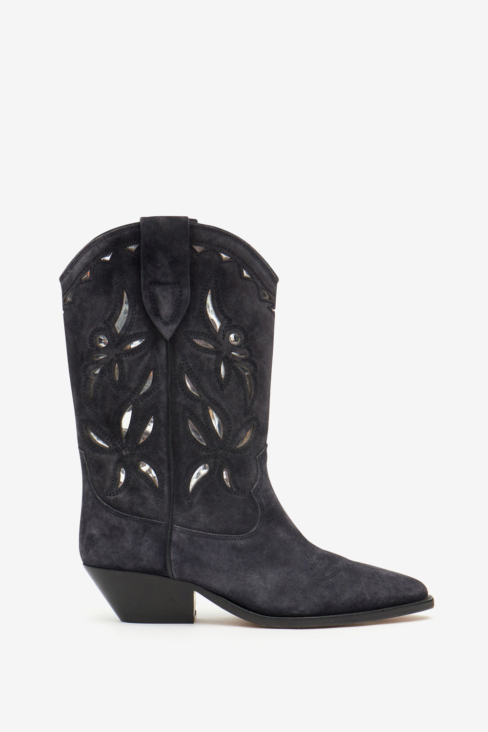 Boots duerto santiag en cuir métallisé  - Noir estompé-argenté - Woman - 1