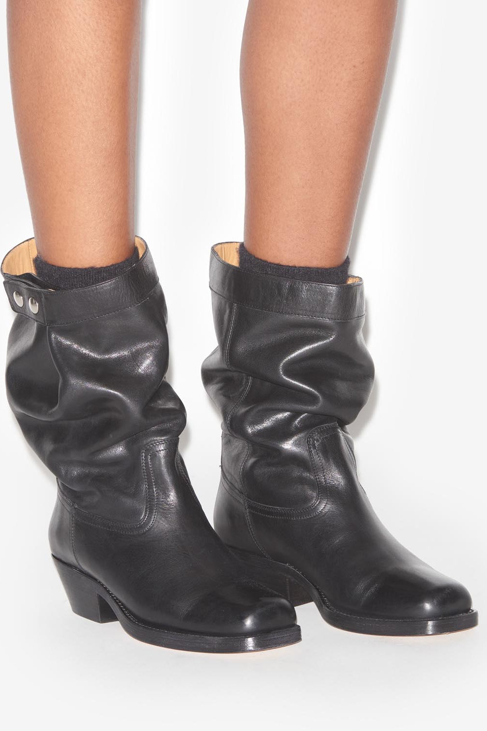 Ademe biker style leather boots - Black - Woman - 5