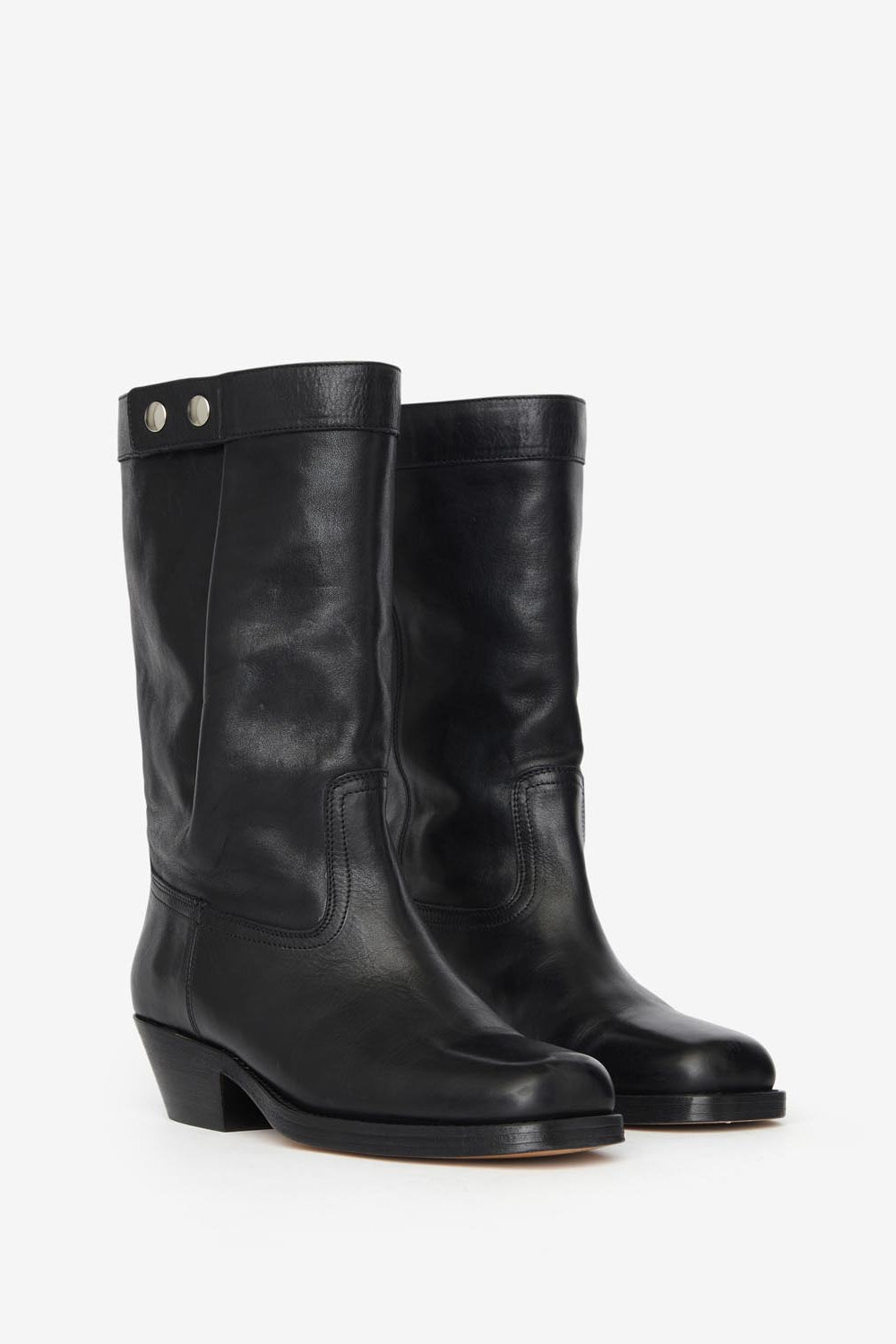 Ademe biker style leather boots - Black - Woman - 3