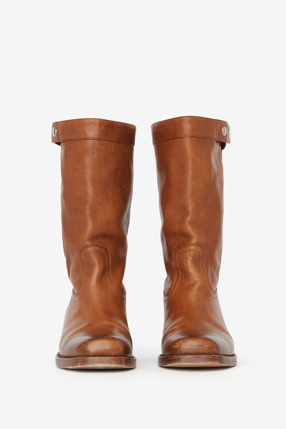 Botas bajas de estilo motero de piel ademe - Havana - Woman - 4