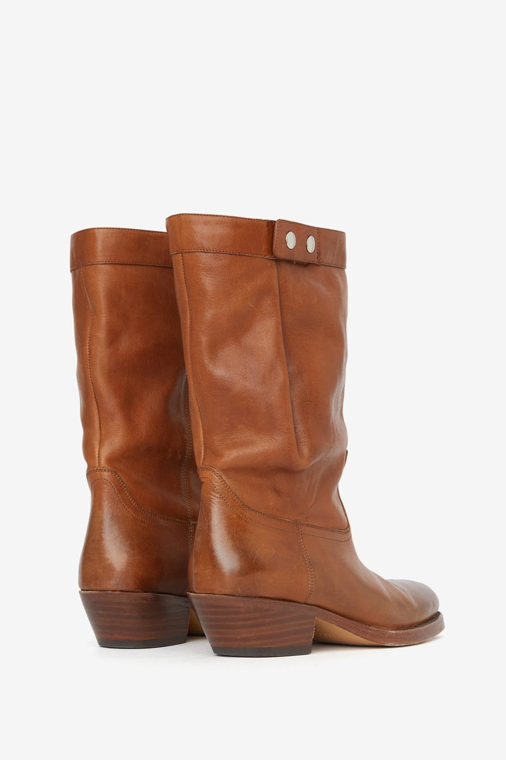 Botas bajas de estilo motero de piel ademe - Havana - Woman - 2