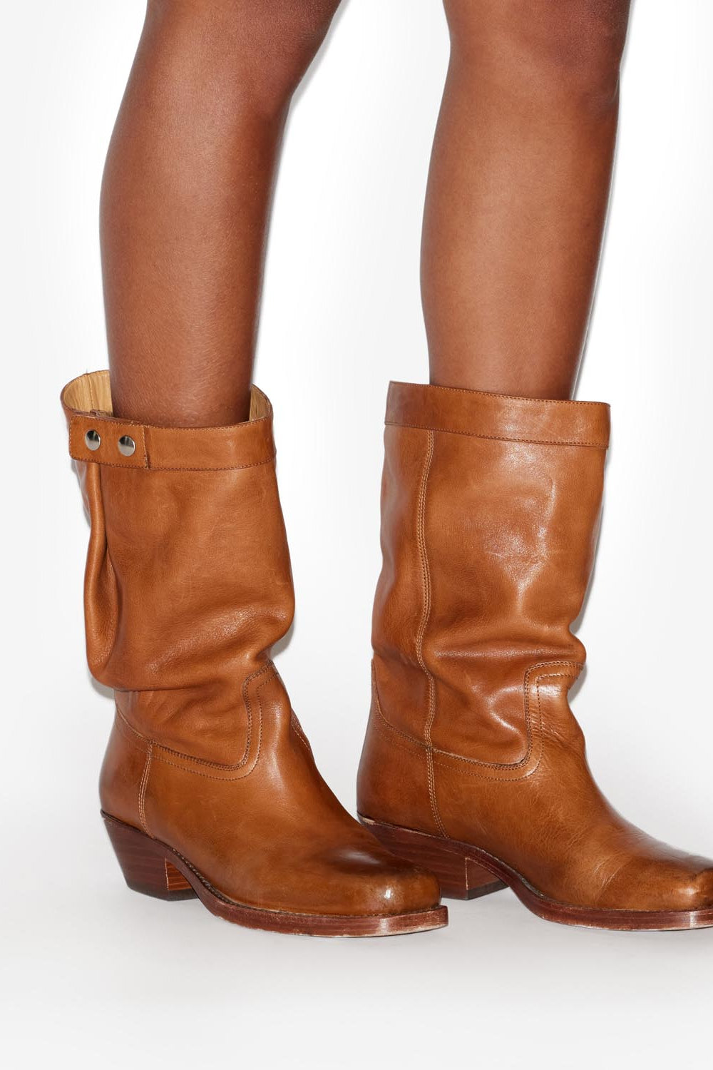 Botas bajas de estilo motero de piel ademe - Havana - Woman - 5