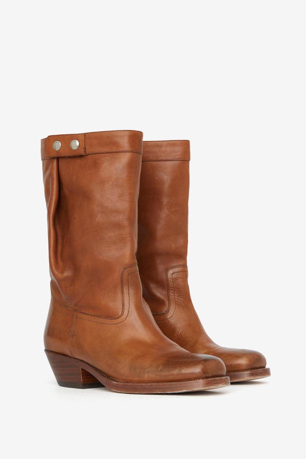 Botas bajas de estilo motero de piel ademe - Havana - Woman - 3