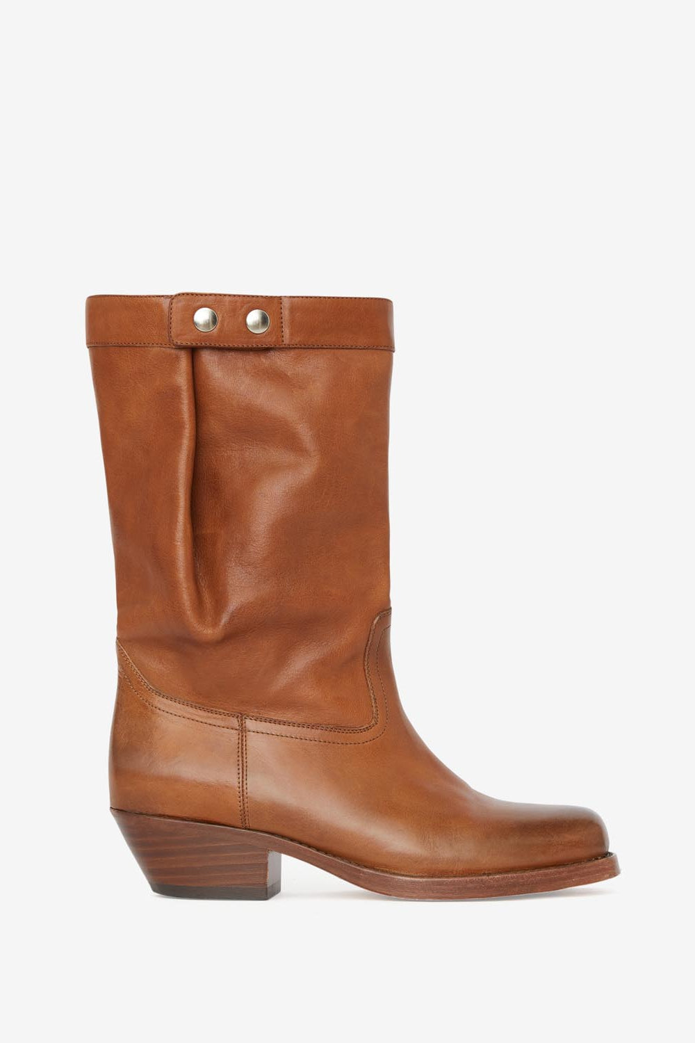 Botas bajas de estilo motero de piel ademe - Havana - Woman - 1