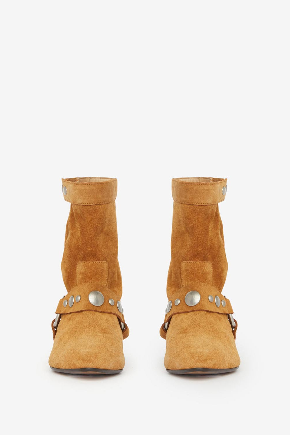 Boots plates en cuir de veau velours stania - Cognac - Woman - 4