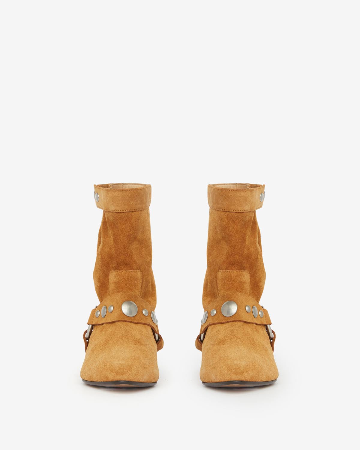 Botas bajas planas de piel de ante de becerro stania - Cognac - Woman - 4