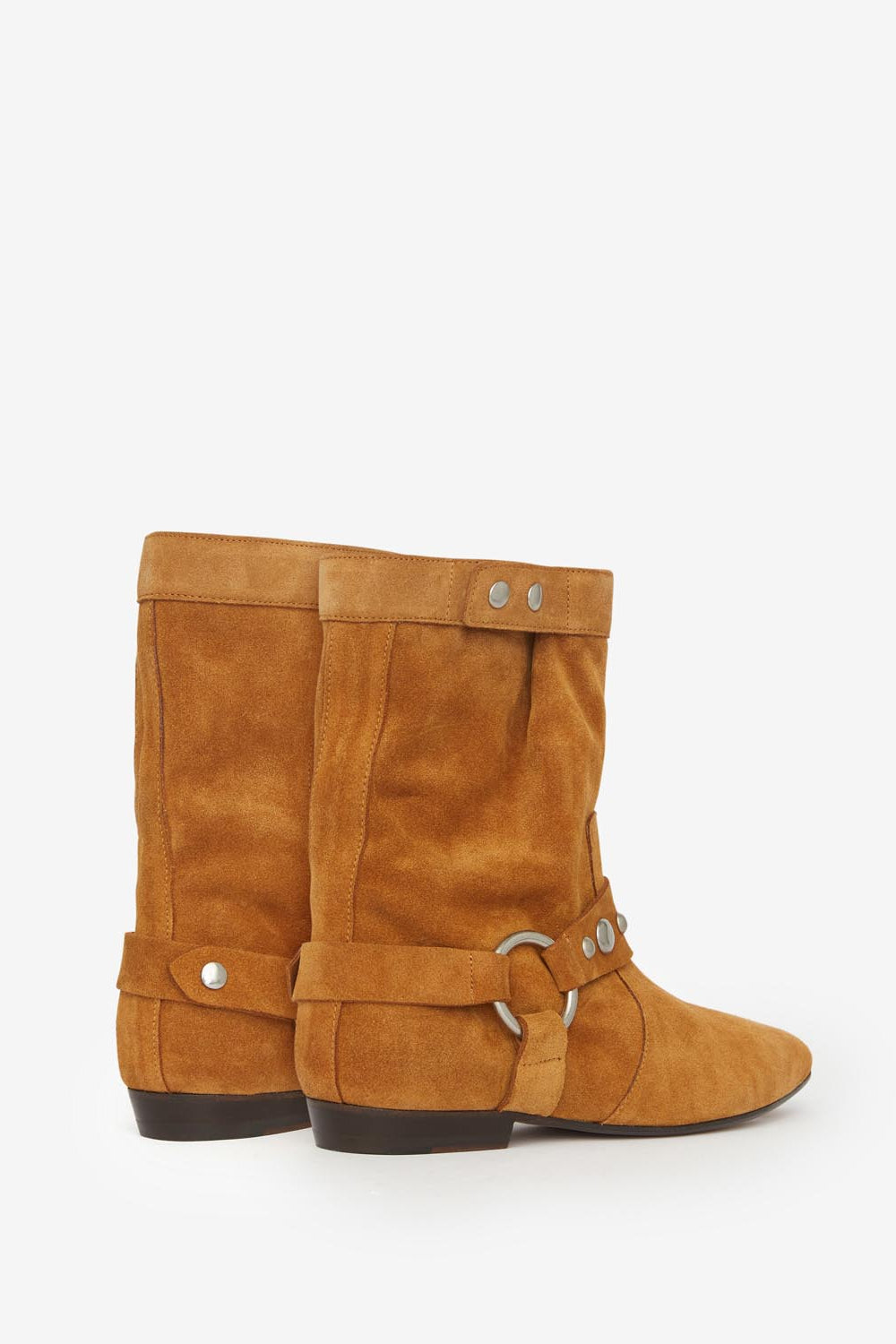 Boots plates en cuir de veau velours stania - Cognac - Woman - 2