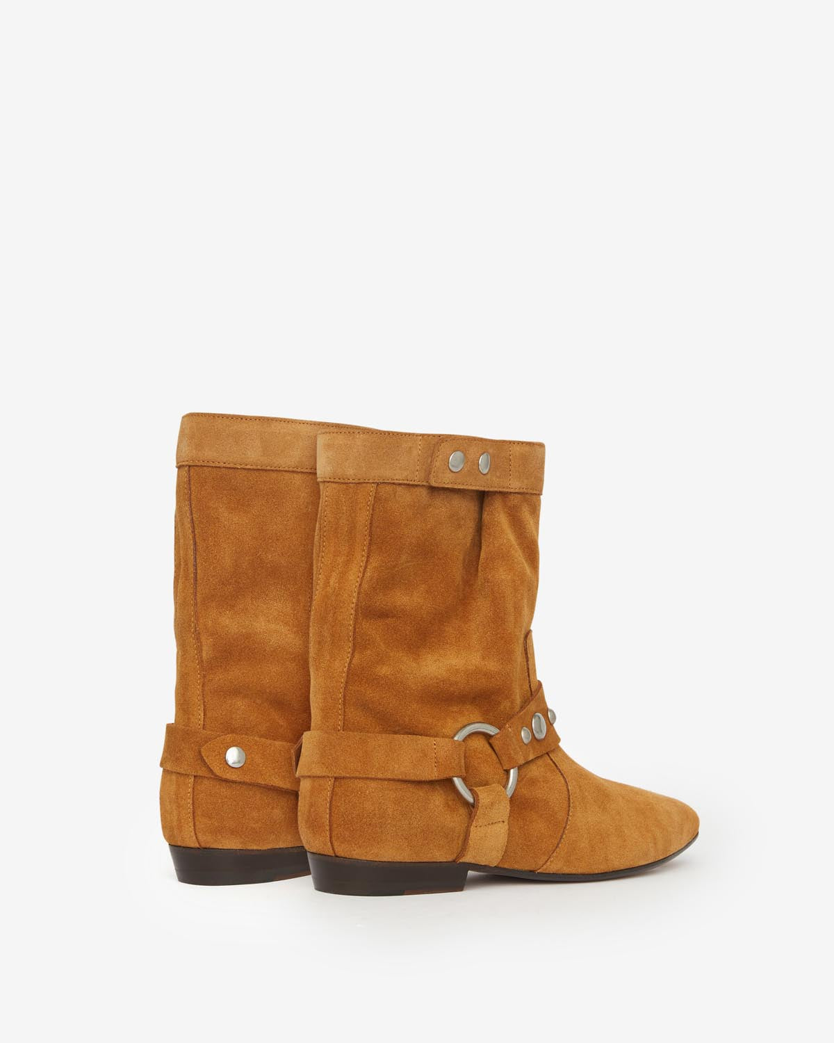 Botas bajas planas de piel de ante de becerro stania - Cognac - Woman - 2