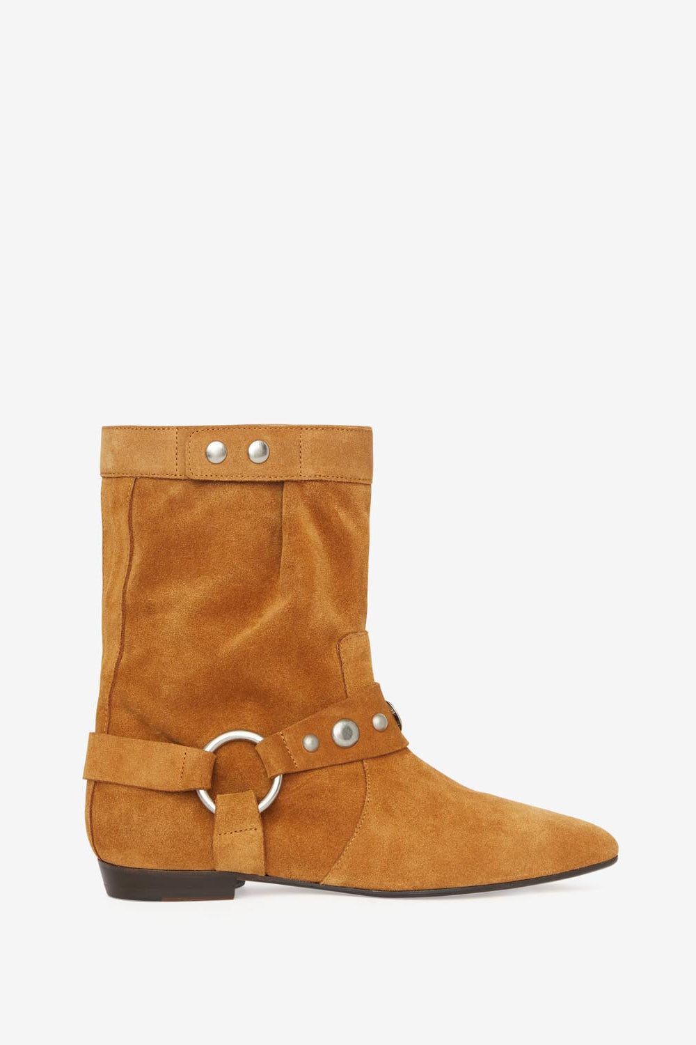 Boots plates en cuir de veau velours stania - Cognac - Woman - 1
